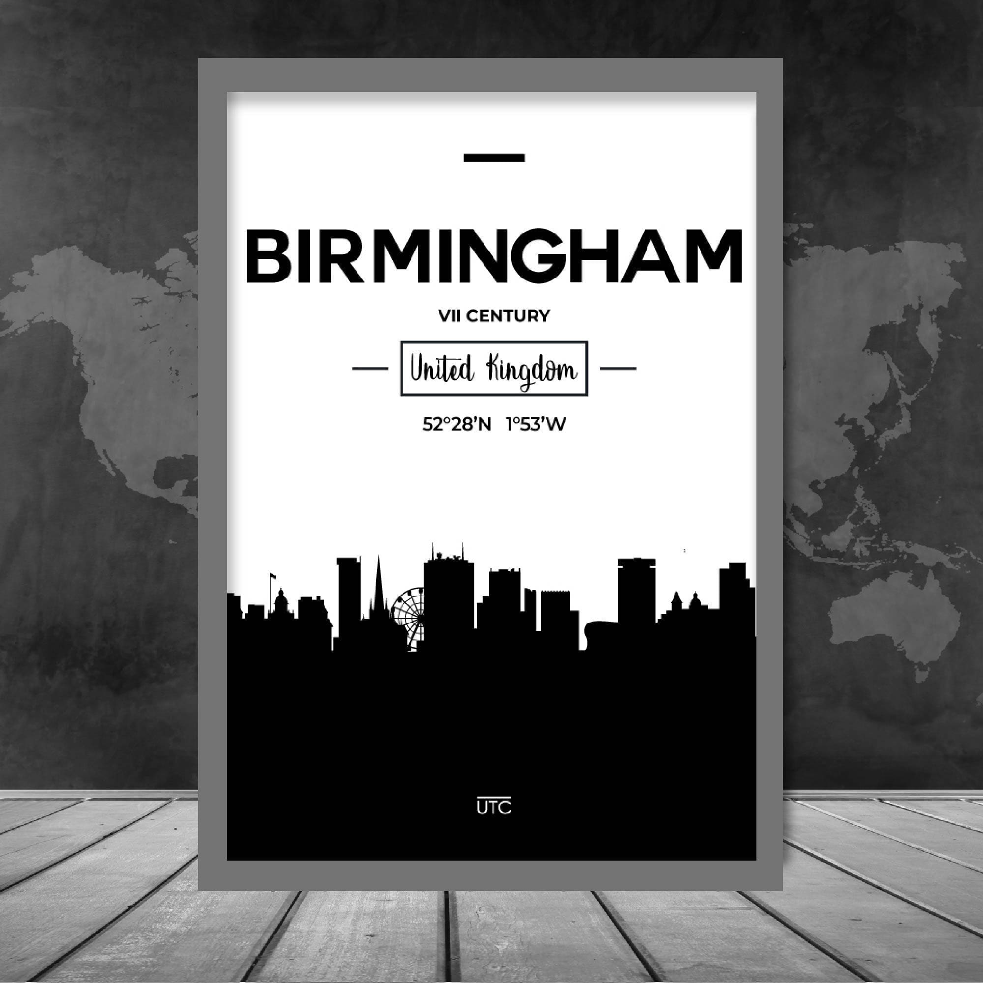 Birmingham City Skyline Cityscape Print