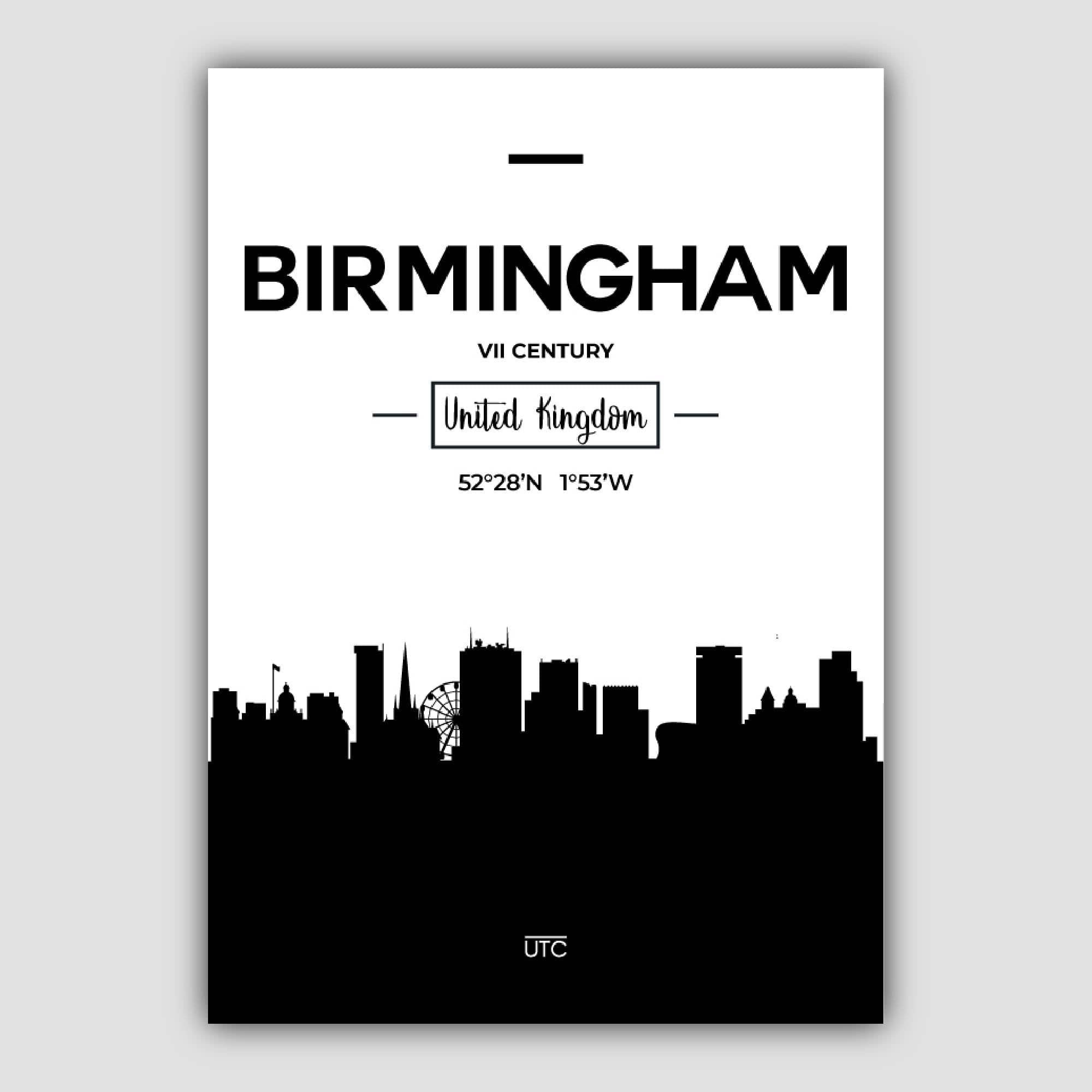 Birmingham City Skyline Cityscape Print