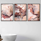 Set of 3 Abstract Beige Brown Terracotta Fluid Wall Art Prints