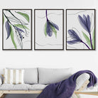 Set of 3 Line Art and Watercolour Spring Crocus Floral Art Prints