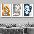 Set of 3 Watercolour Graphical Monstera Botanical Art Prints