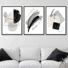 Abstract Grey Black and Silver Wall Art Prints
