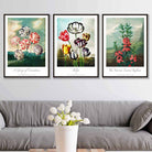 Vintage Botanical Cottage Garden Flowers Carnations Set of 3 Wall Art Prints