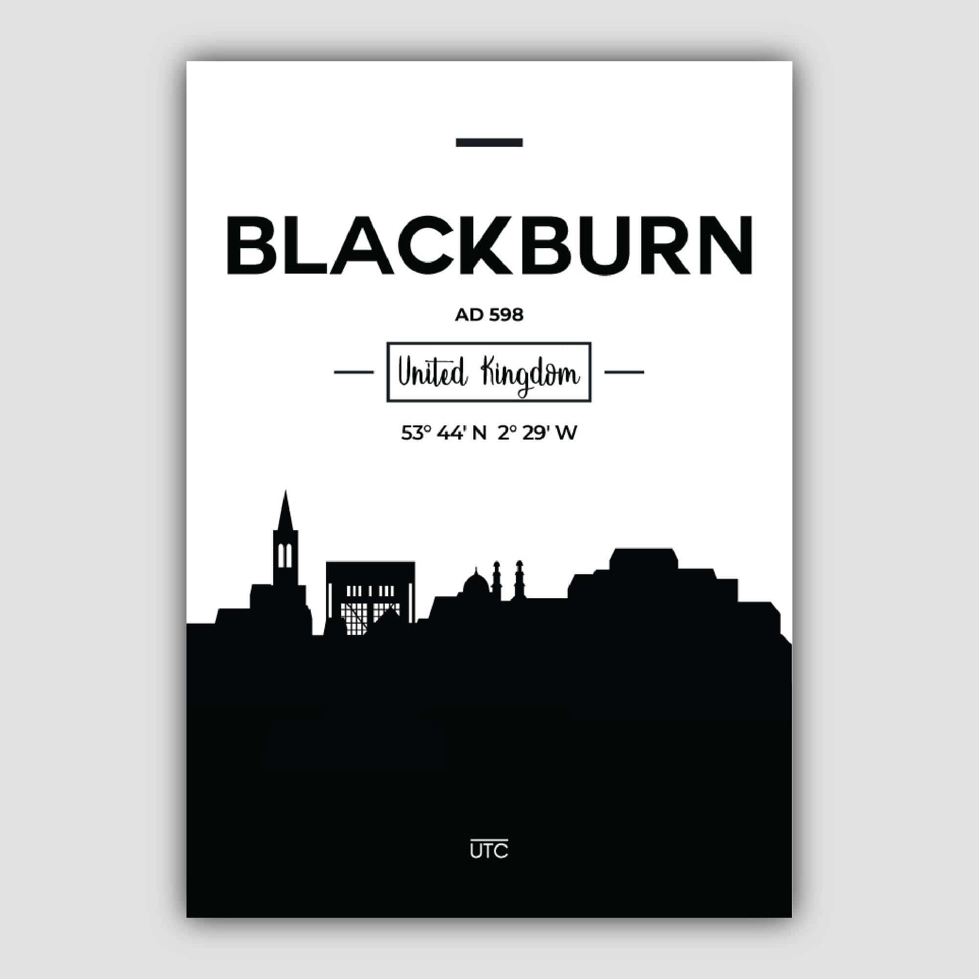 Blackburn City Skyline Cityscape Print