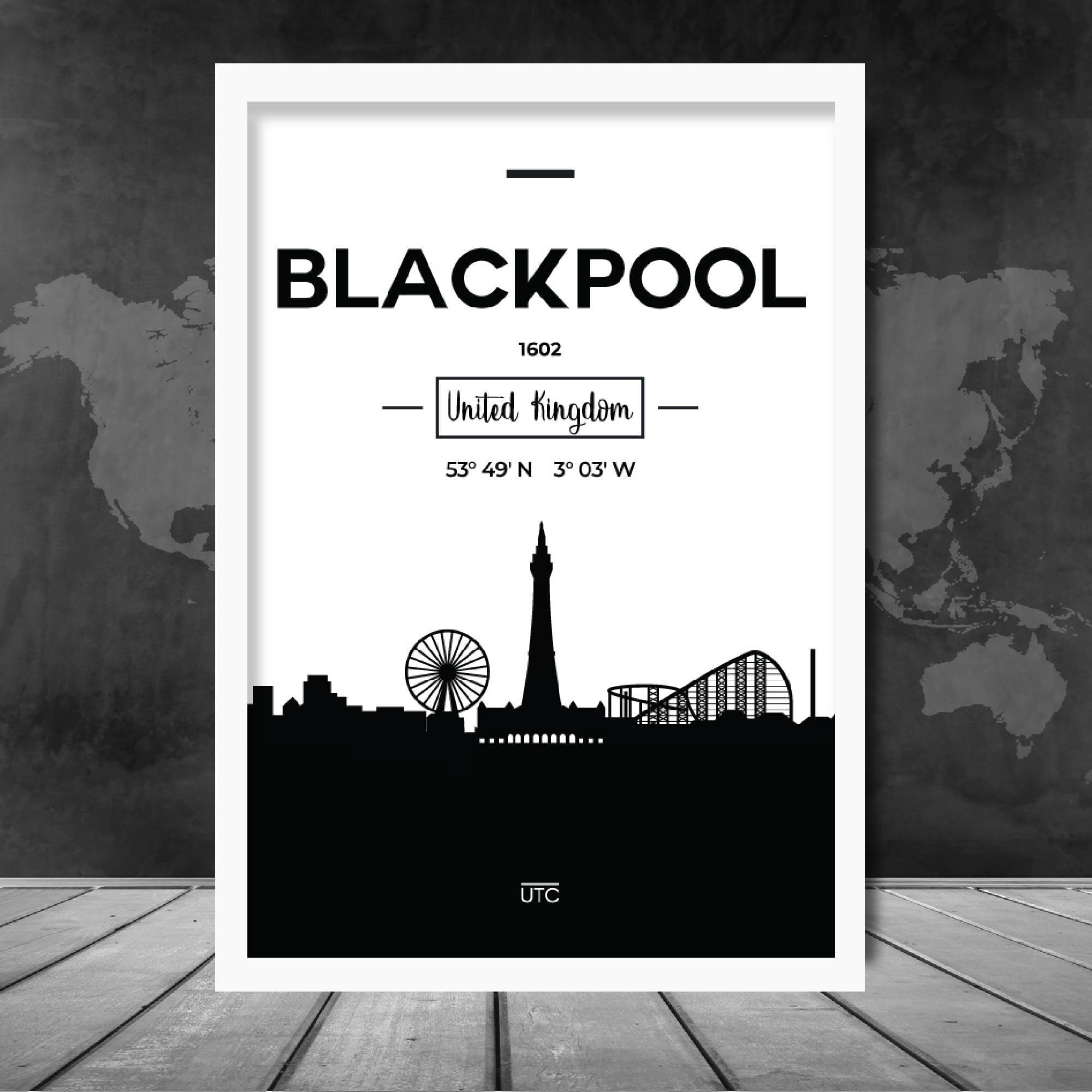 Blackpool City Skyline Cityscape Print