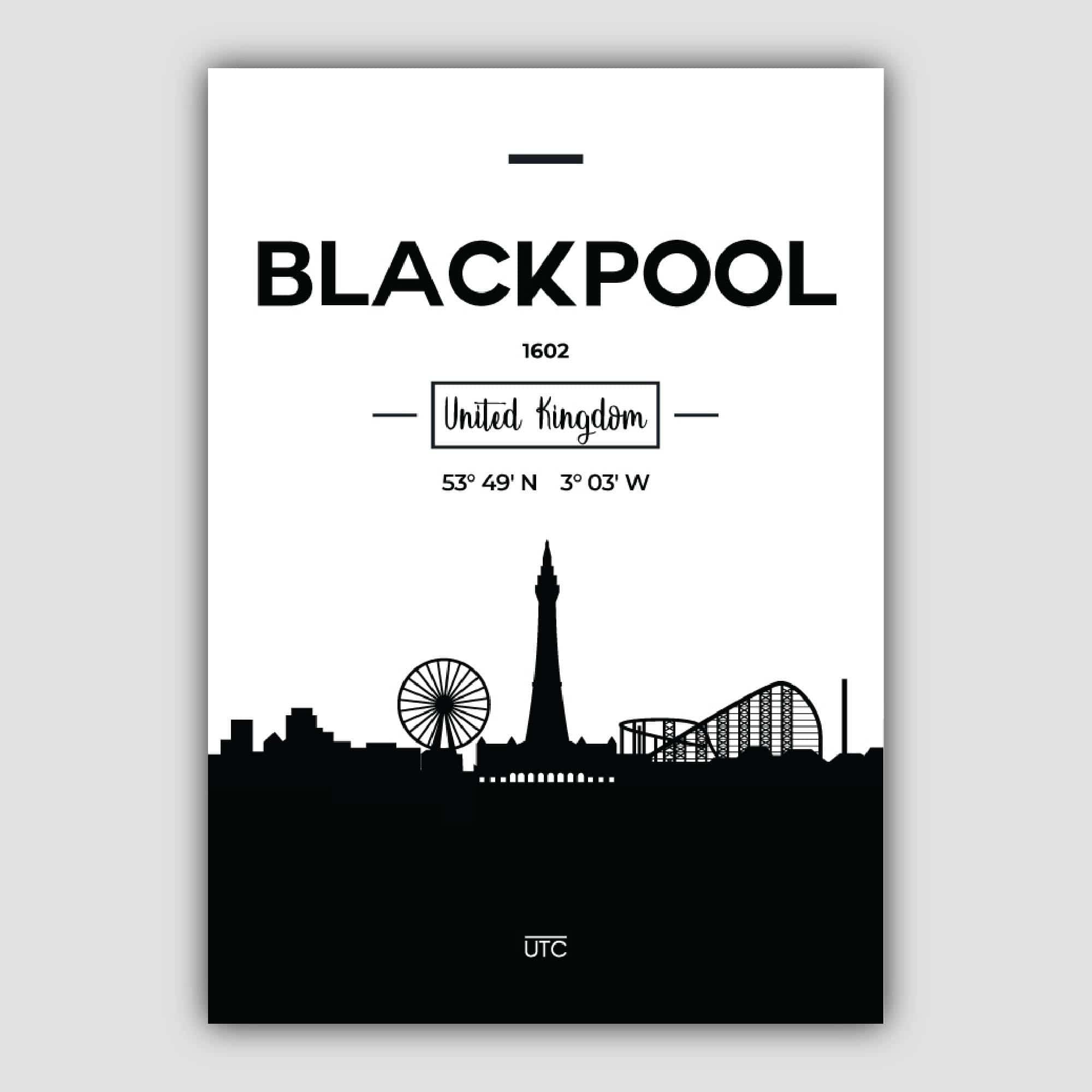 Blackpool City Skyline Cityscape Print