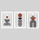Geometric Black Grey Terracotta Set of 3 Art Prints