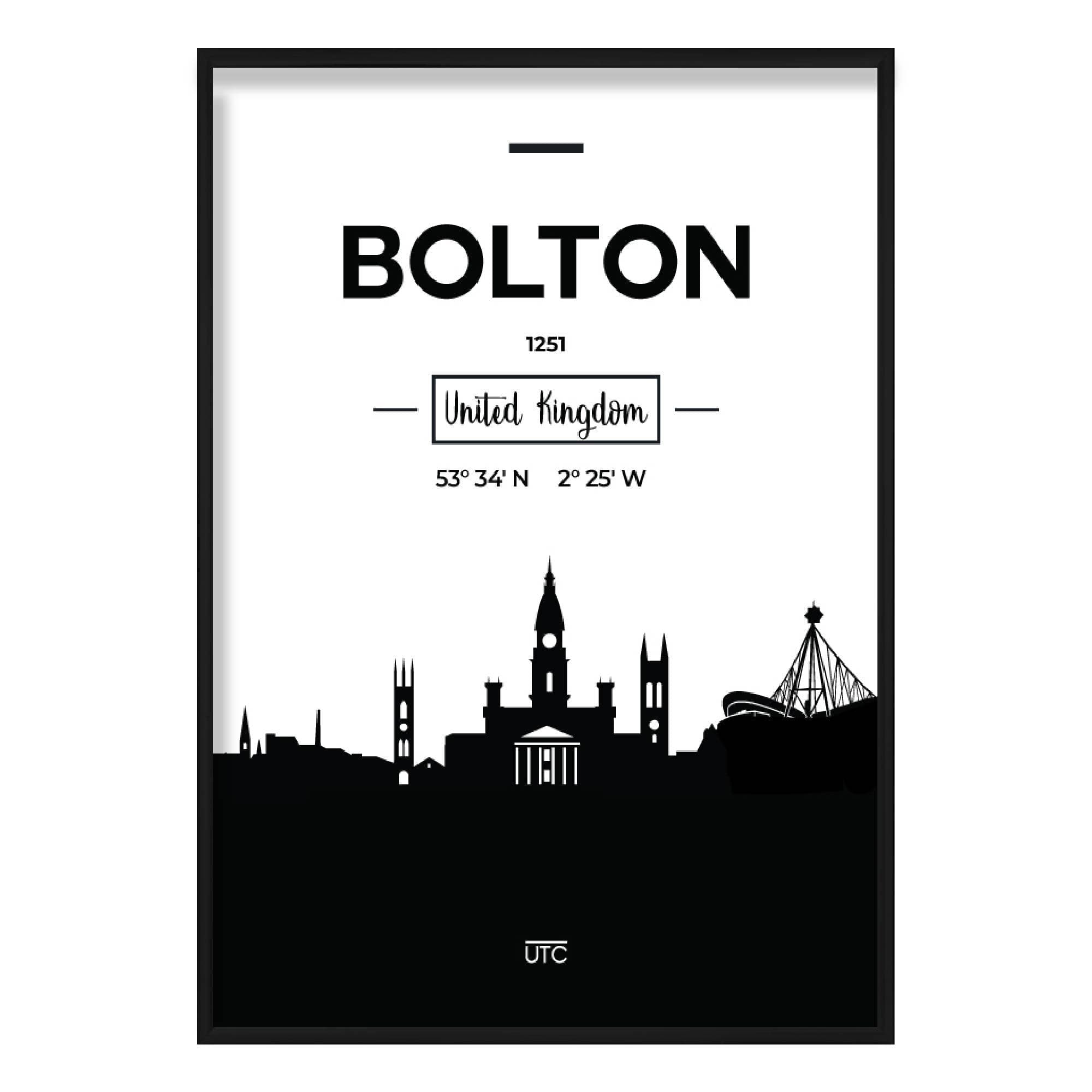 Bolton City Skyline Cityscape Print