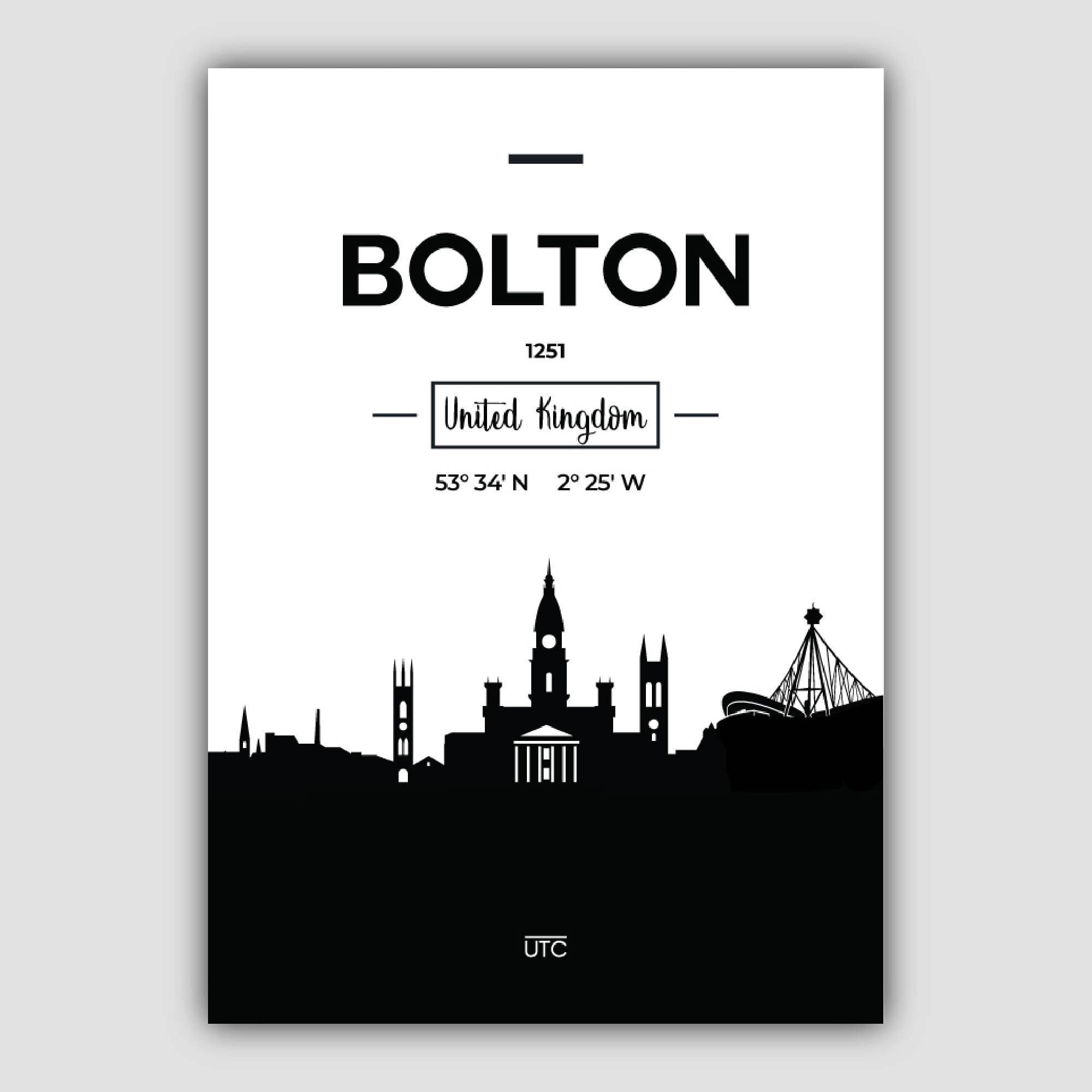 Bolton City Skyline Cityscape Print