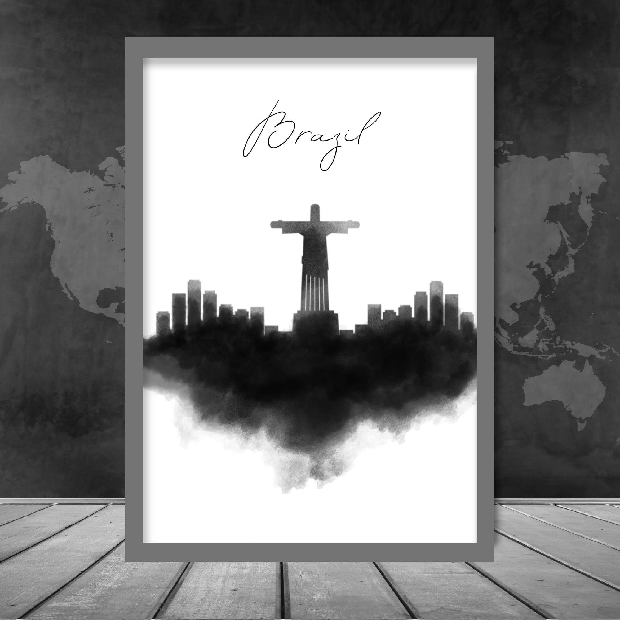 Brazil Watercolour Skyline Cityscape Print