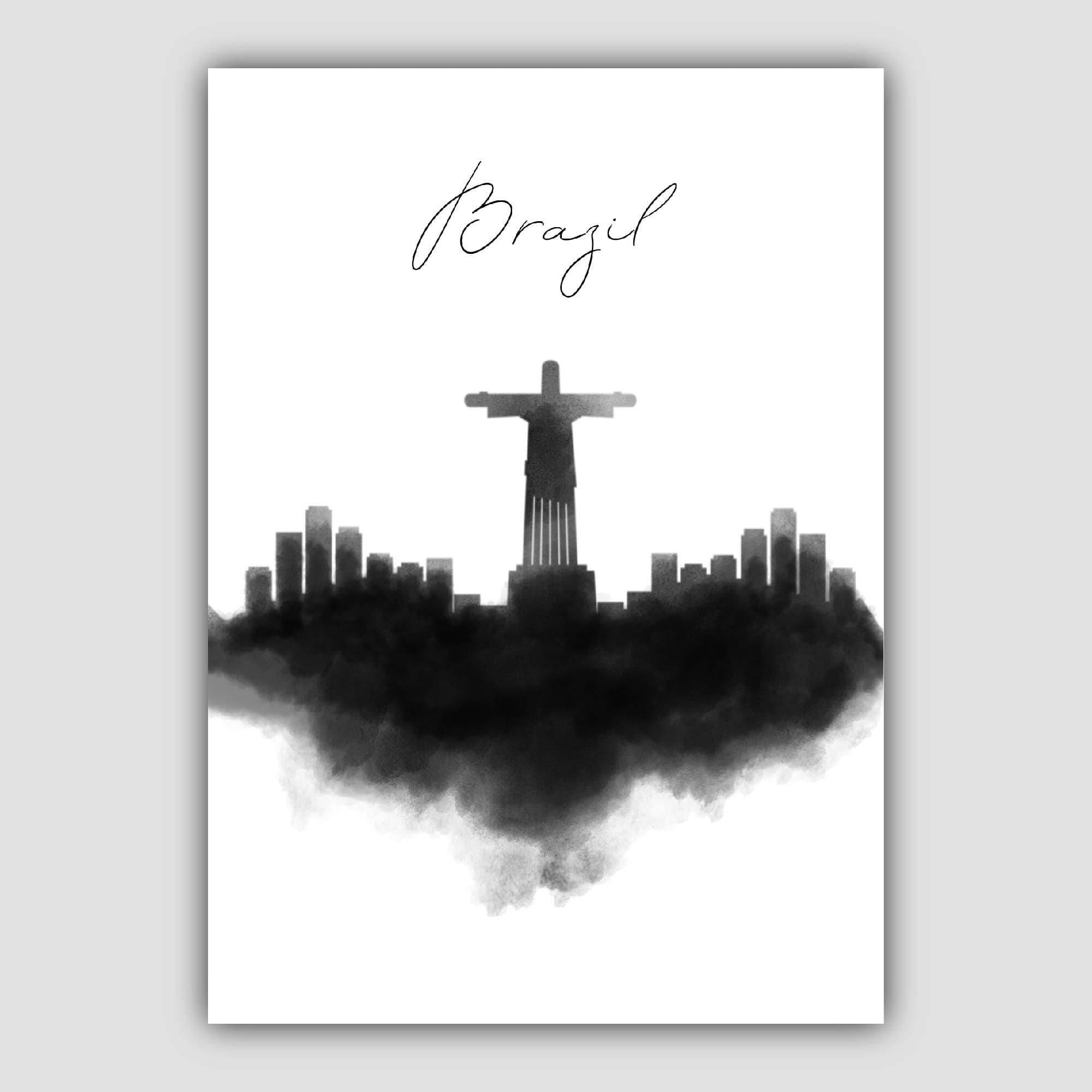 Brazil Watercolour Skyline Cityscape Print
