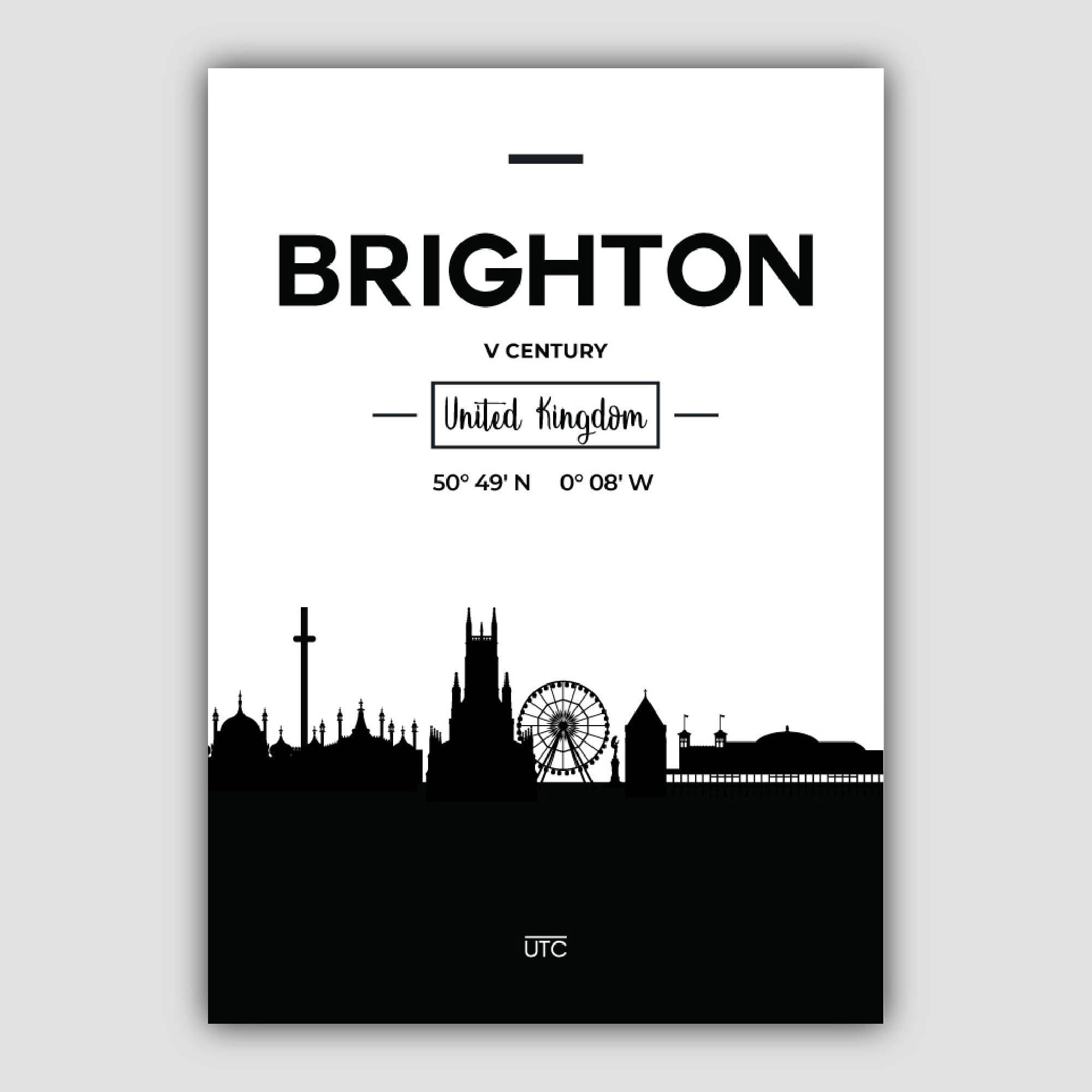 Brighton City Skyline Cityscape Print