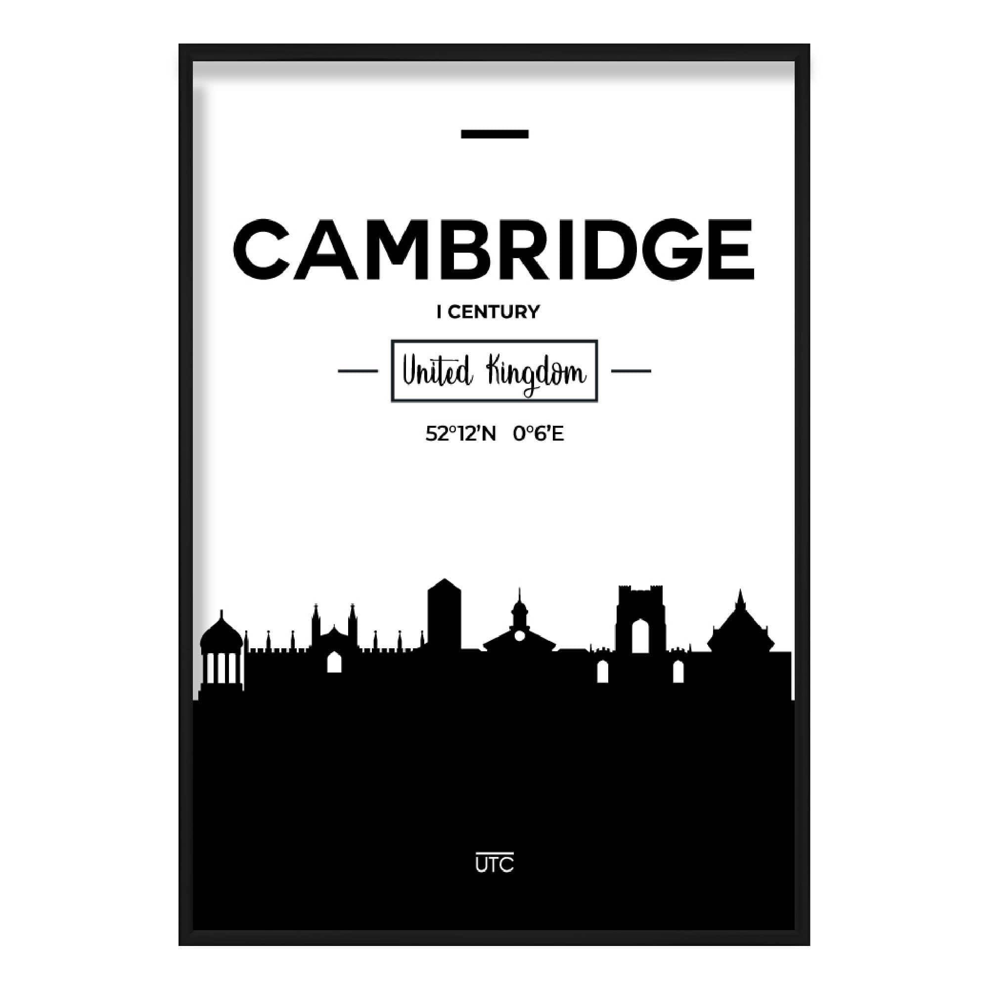 Cambridge City Skyline Cityscape Print