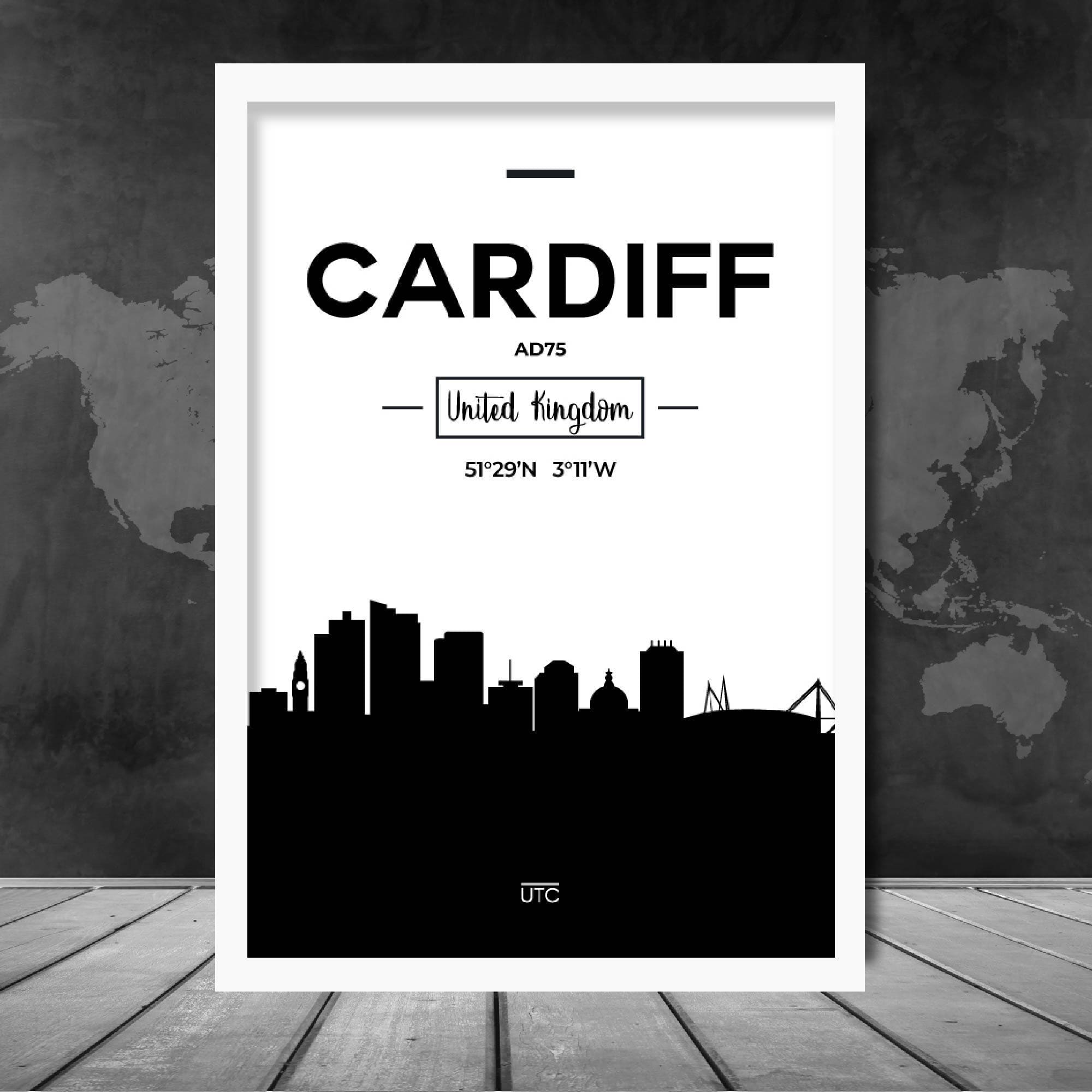 Cardiff City Skyline Cityscape Print
