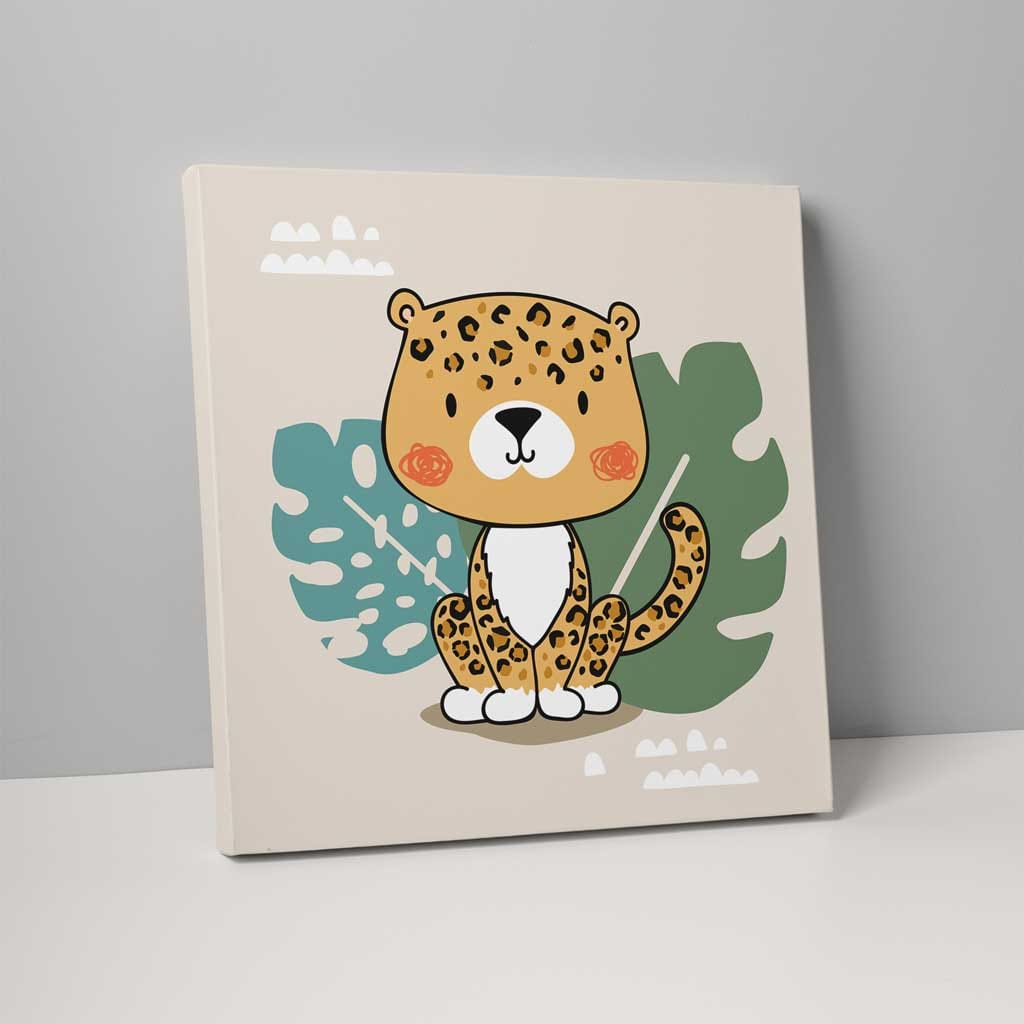 Boho Safari Jungle Leopard Beige and Yellow on Canvas
