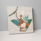 Boho Safari Jungle Monkey Beige and Yellow on Canvas