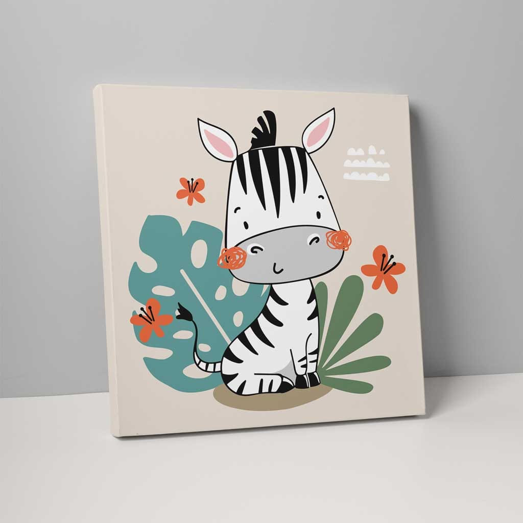 Boho Safari Jungle Zebra Beige, Black and White on Canvas