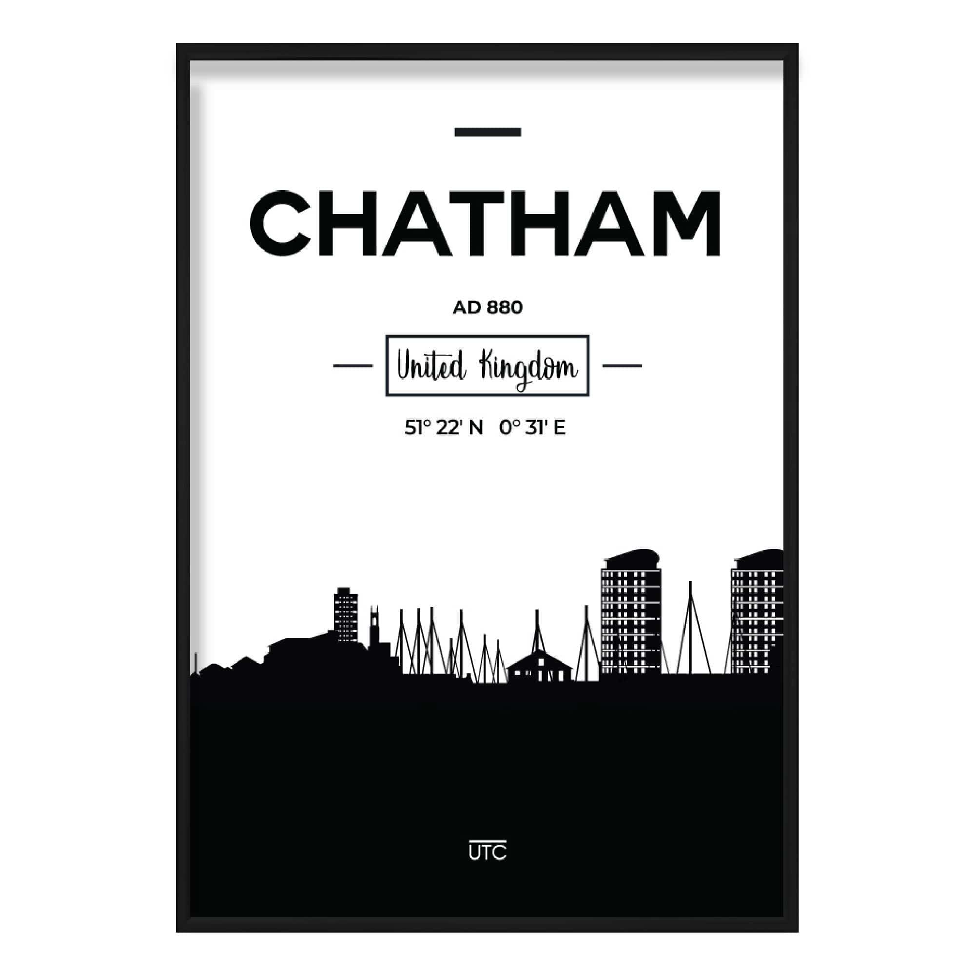 Chatham City Skyline Cityscape Print