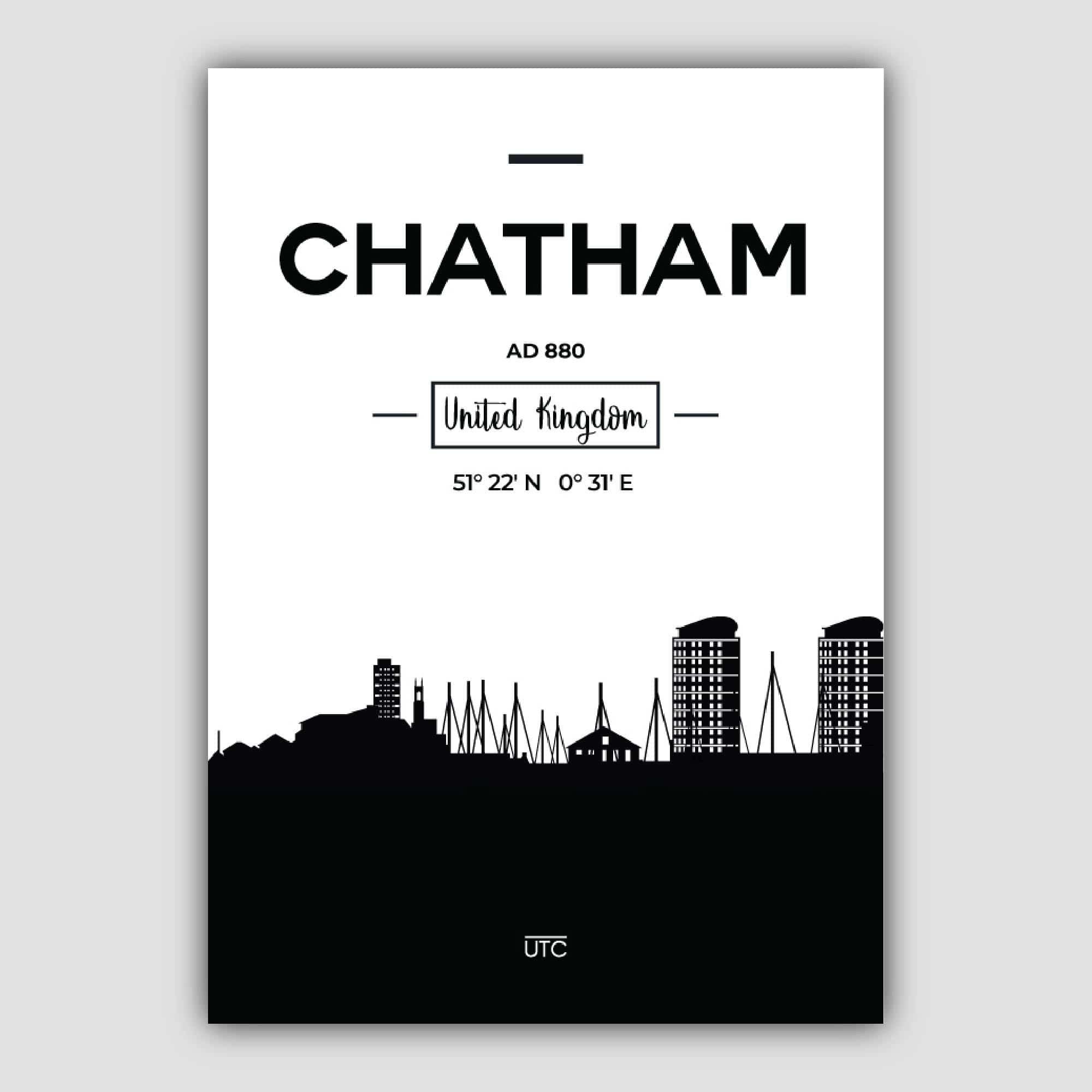 Chatham City Skyline Cityscape Print
