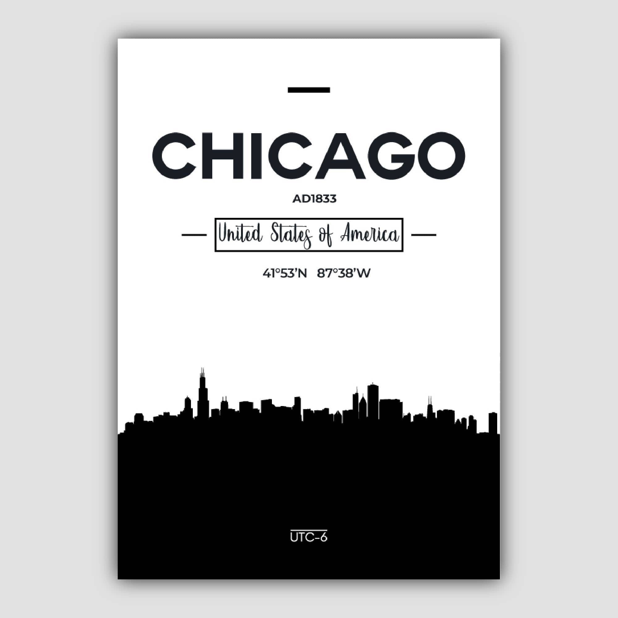 Chicago City Skyline Cityscape Print