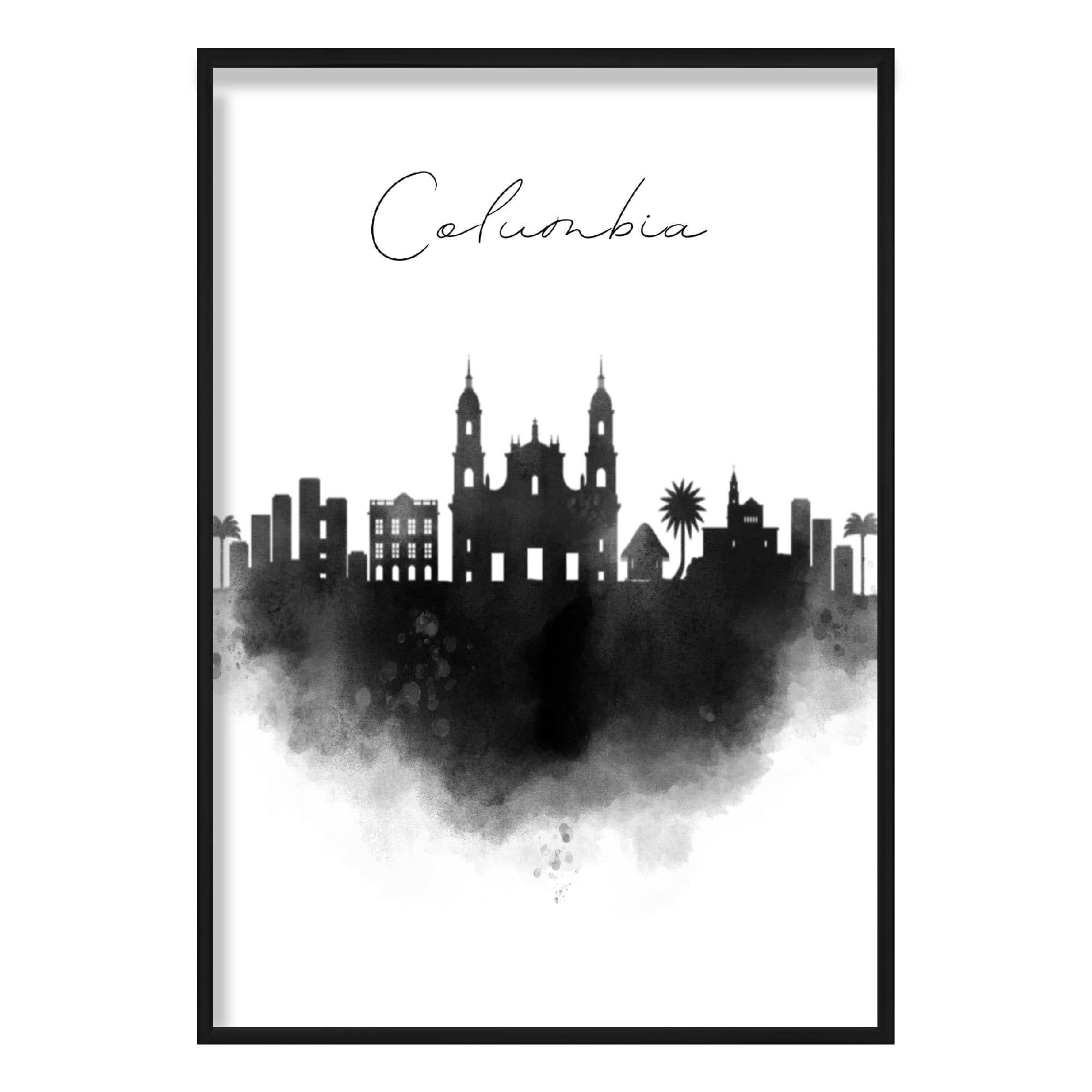 Columbia Watercolour Skyline Cityscape Print