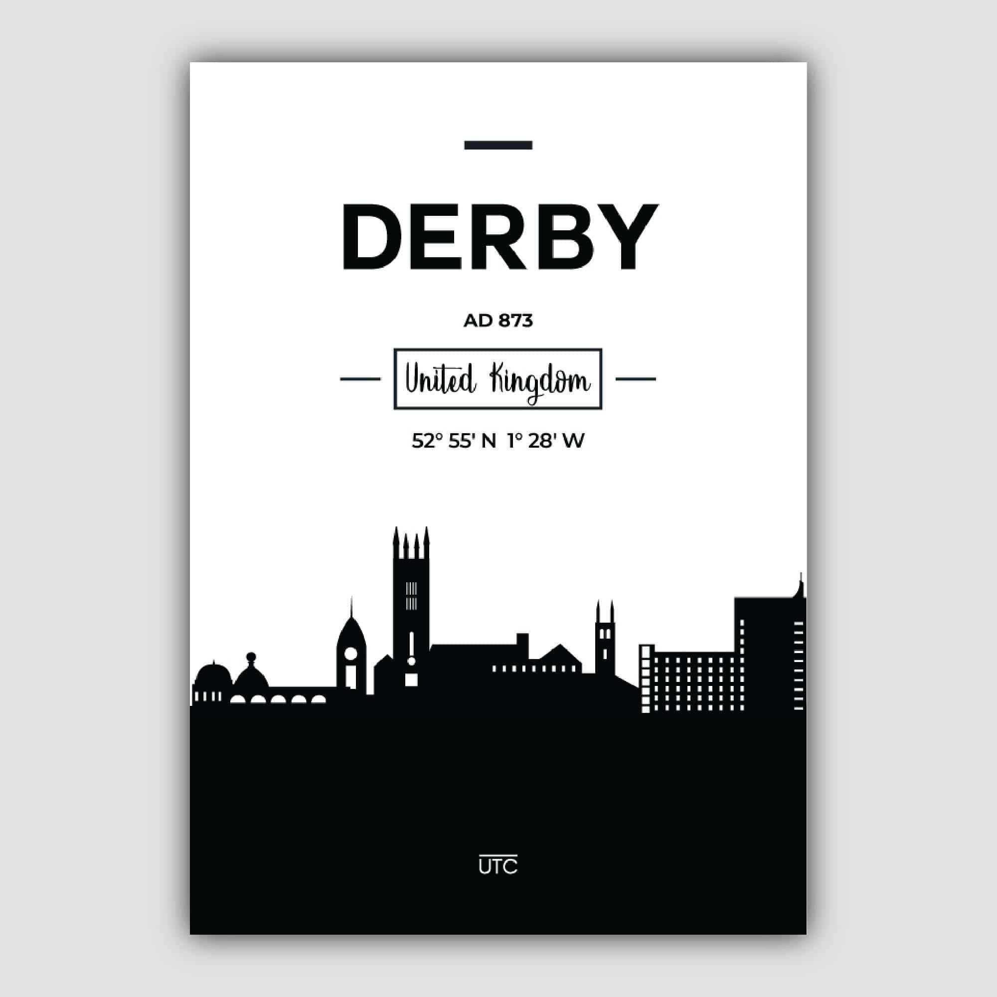 Derby City Skyline Cityscape Print