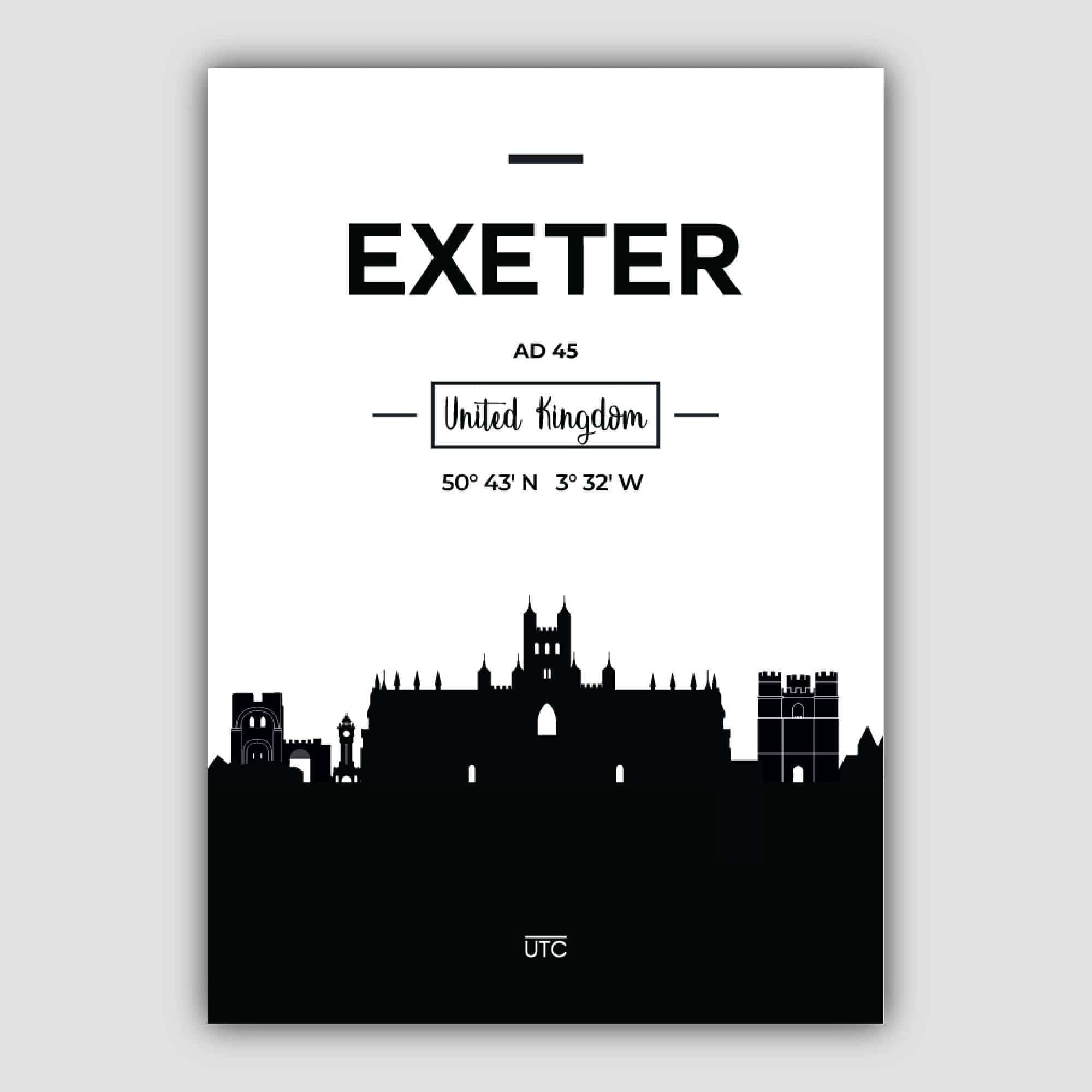 Exeter City Skyline Cityscape Print