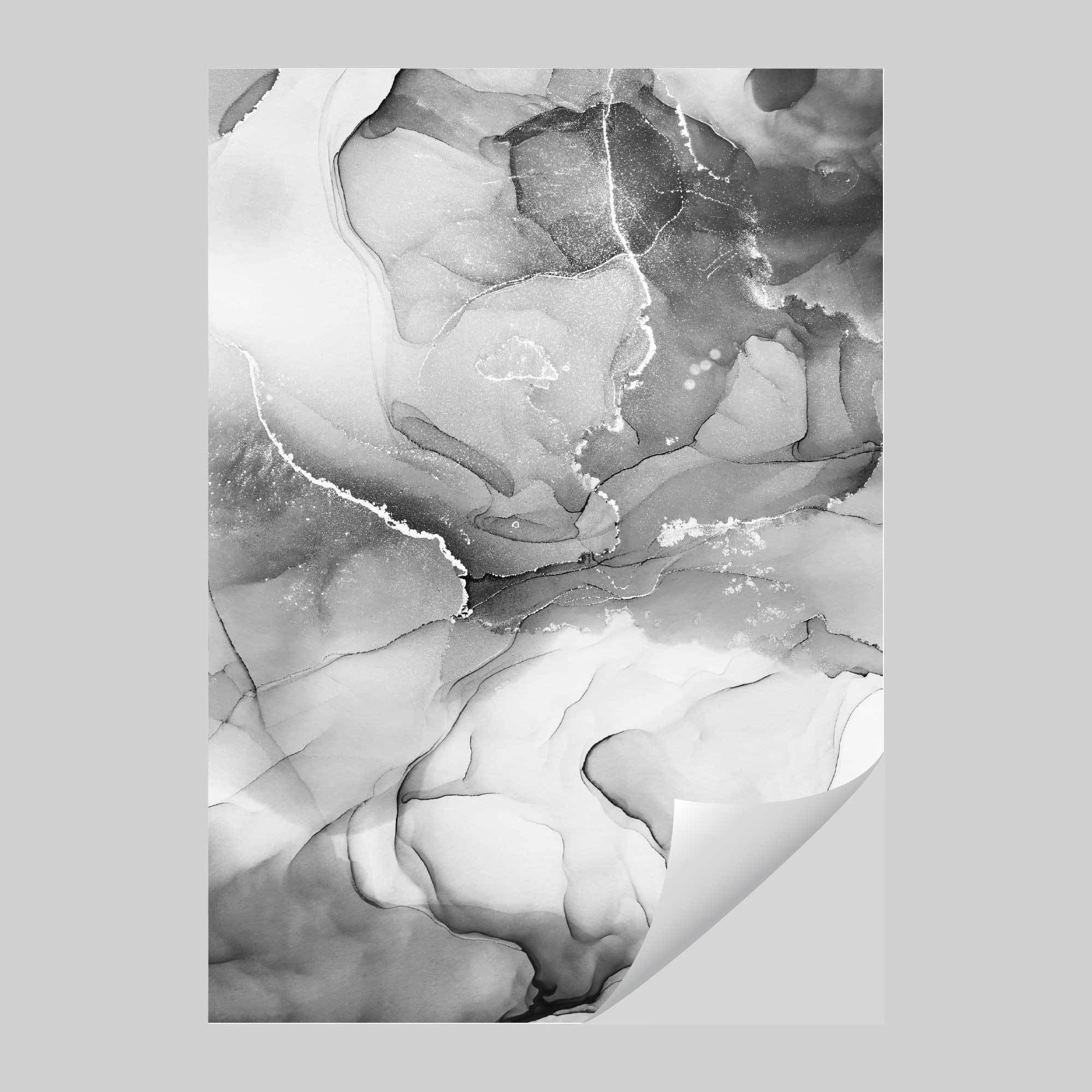 Set of 3 Abstract Black Grey and White Floral Art prints