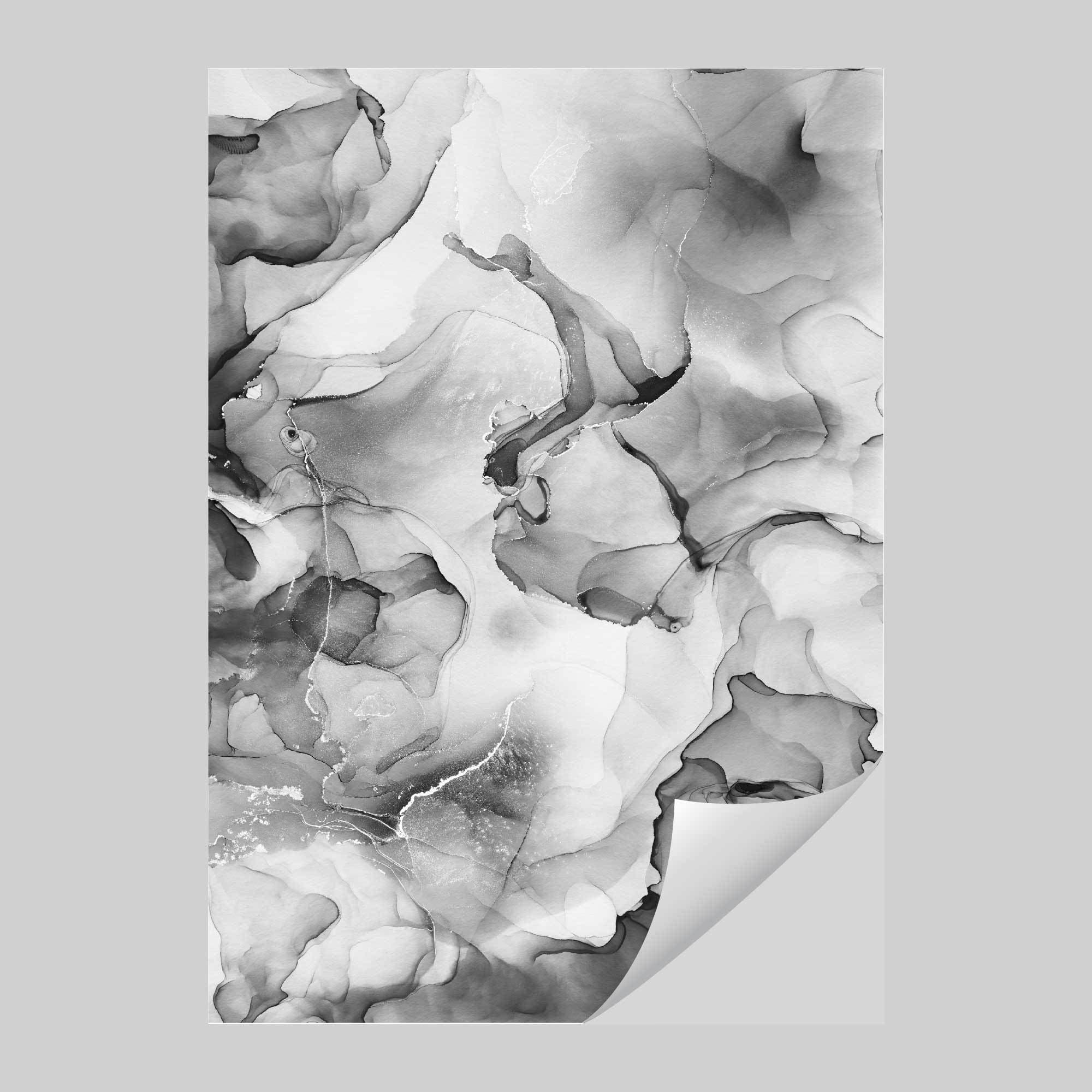 Set of 3 Abstract Black Grey and White Floral Art prints