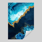 Set of 3 Abstract Fluid Navy Blue and Gold