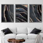 Set of 3 Black and Gold Art Prints