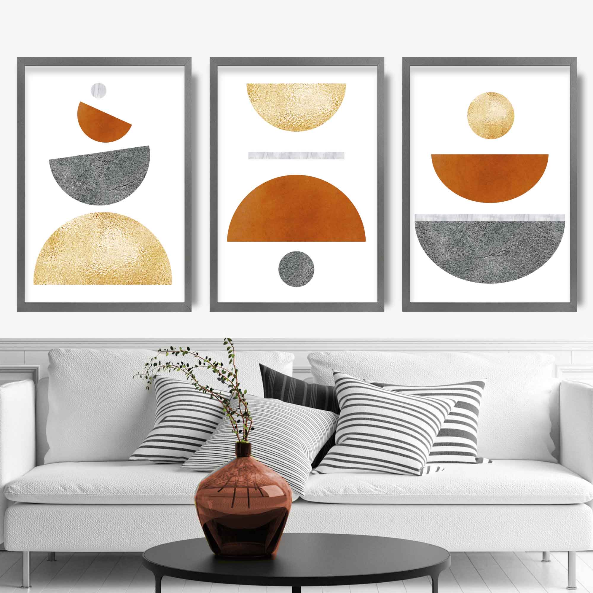 Geometric Abstract Orange and Gold No 4