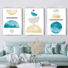 Geometric Abstract Aqua and Gold No1