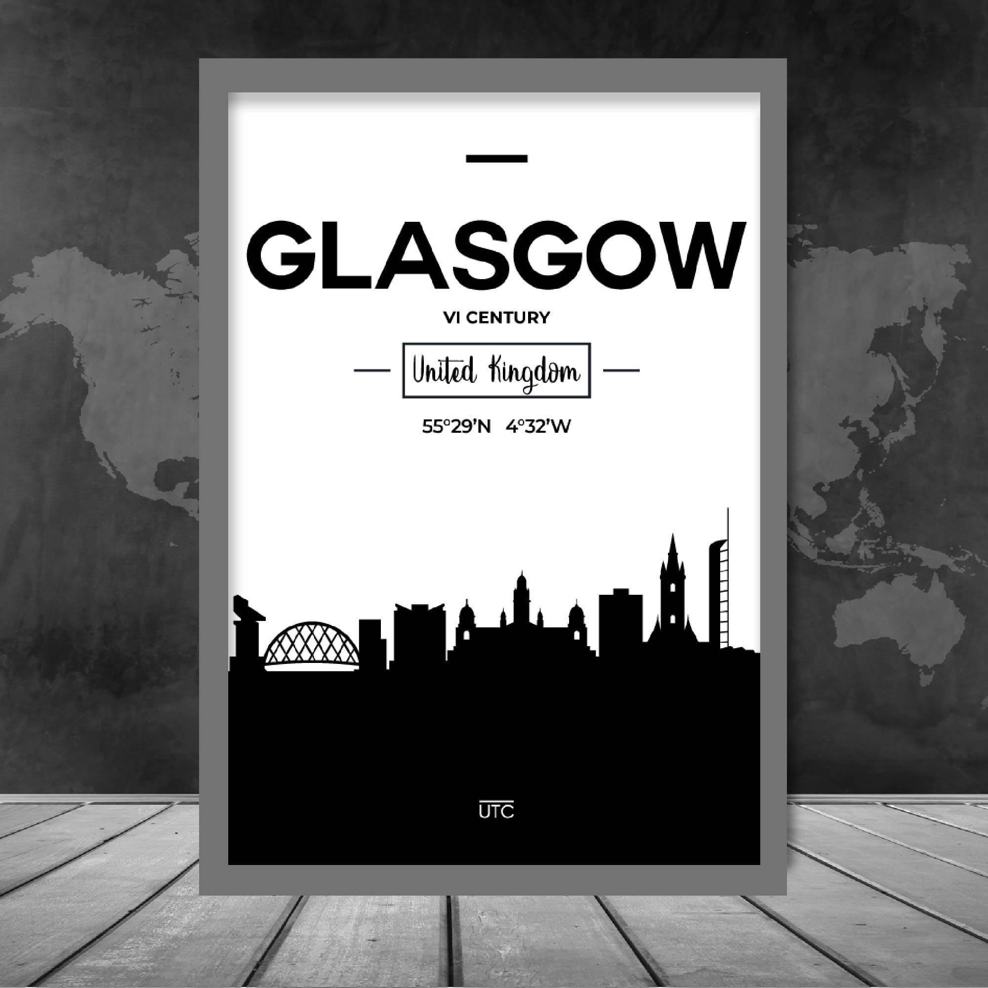 Glasgow Scotland Skyline Cityscape Print