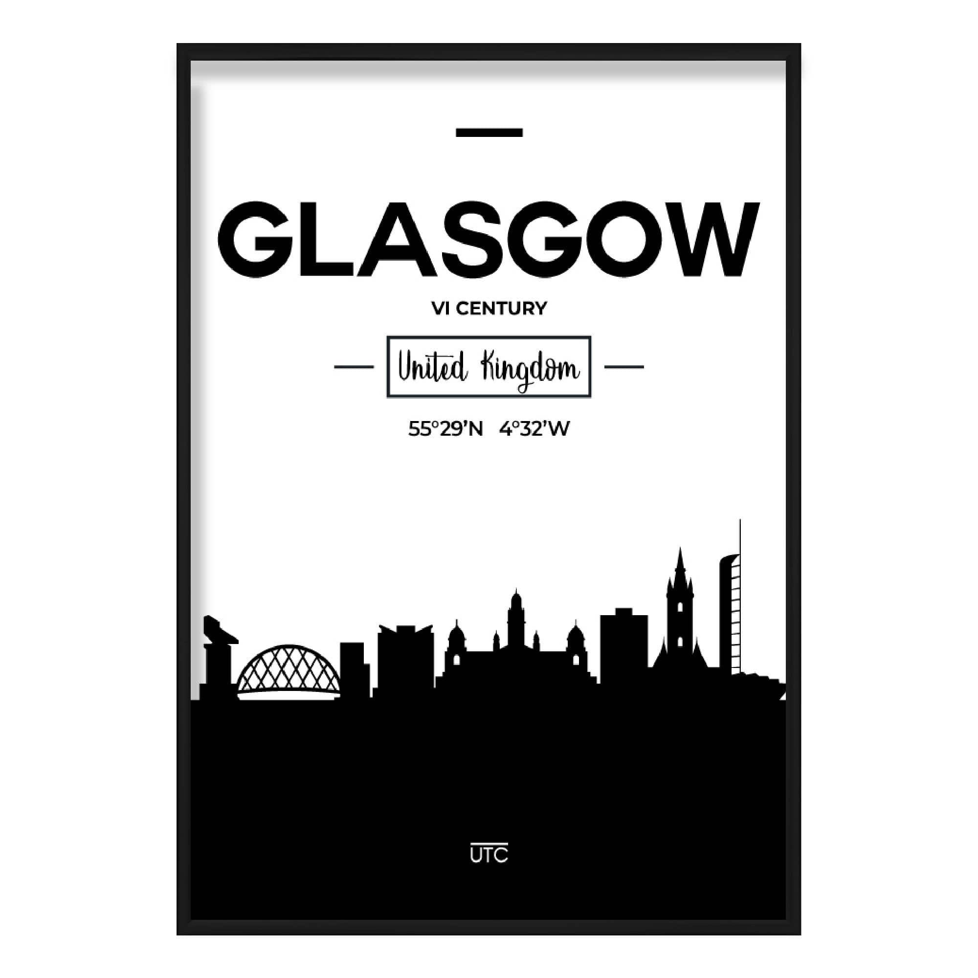 Glasgow Scotland Skyline Cityscape Print