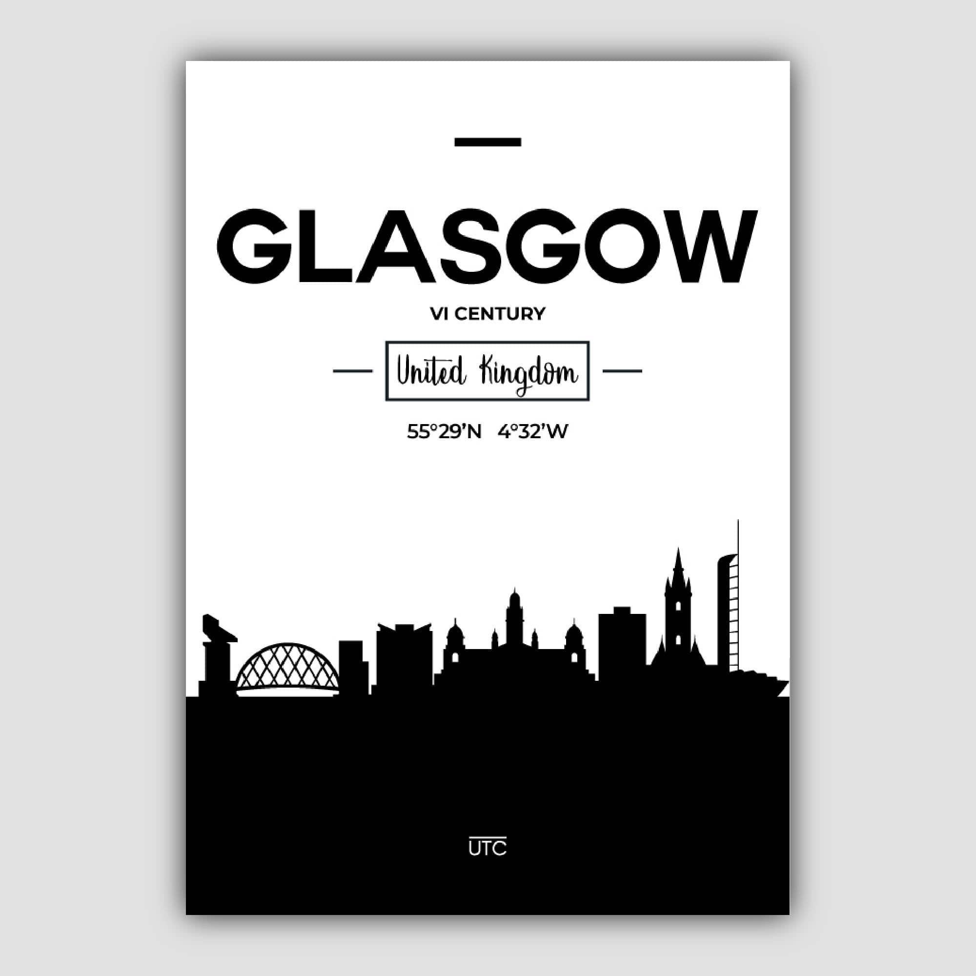 Glasgow Scotland Skyline Cityscape Print