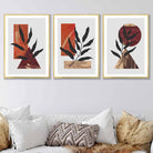 Mid Century Modern Set of 3 Wall Art Prints in Orange & Gold