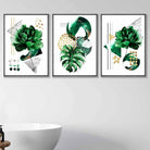 Abstract Green Gold Floral Set of 3 Framed Wall Art | Artze Wall Art UK