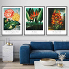 Vintage Tropical Flowers Botanical Set of 3 Wall Art Prints