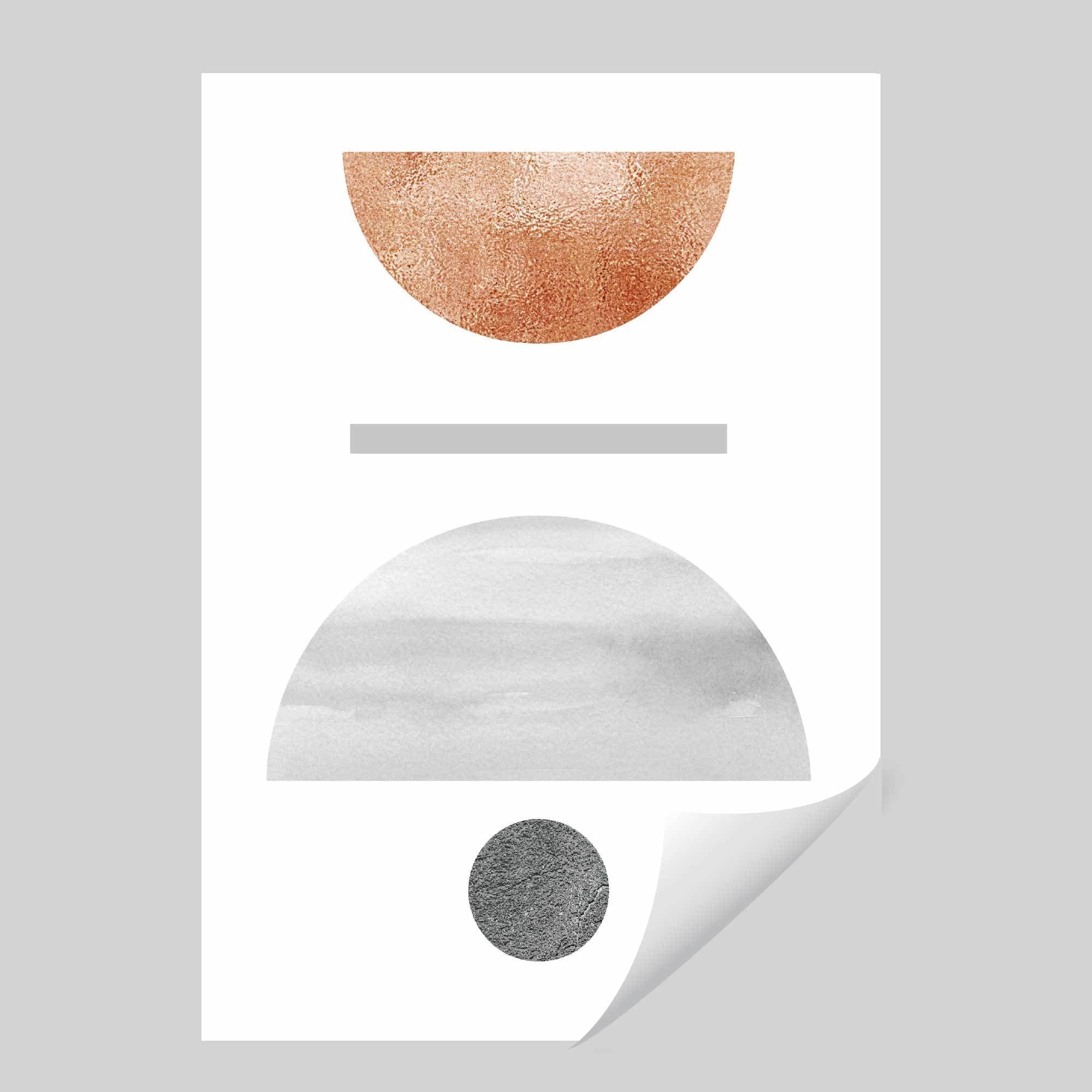 Geometric Abstract Grey and Copper No 4