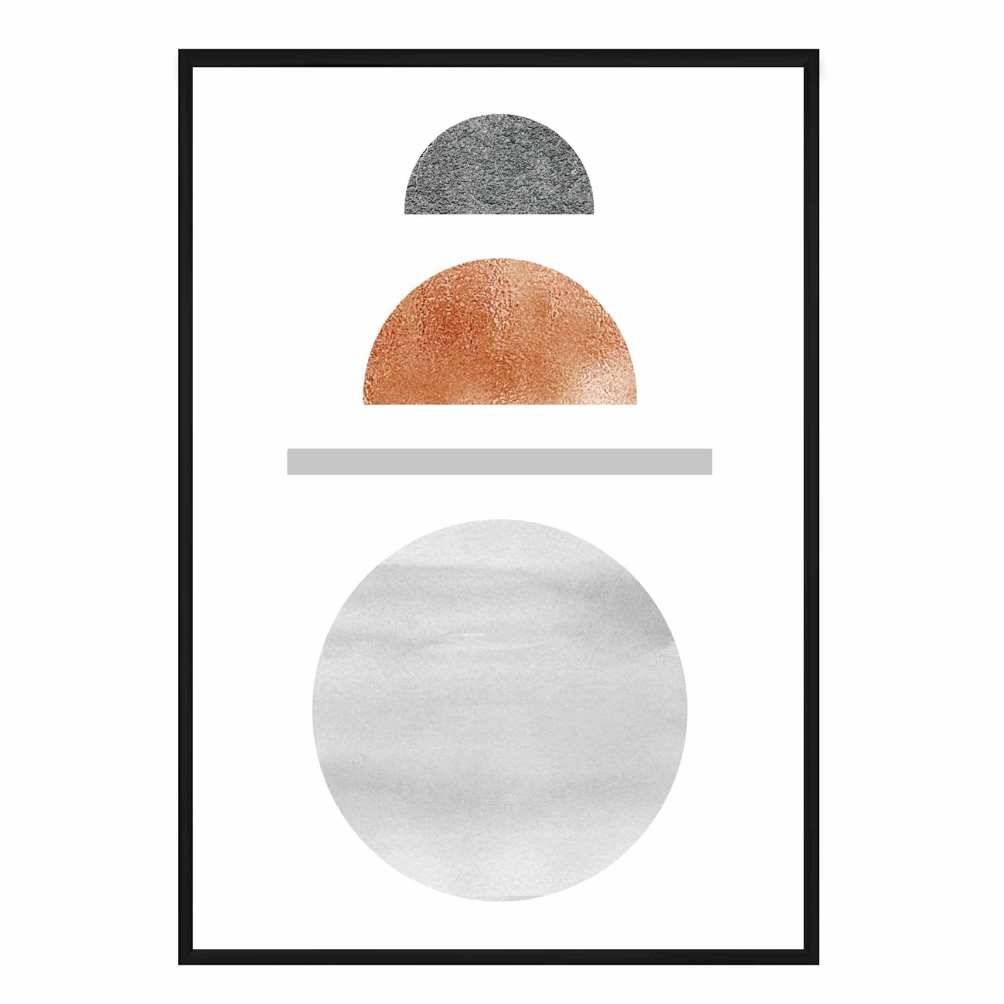 Geometric Abstract Grey's & Copper No1
