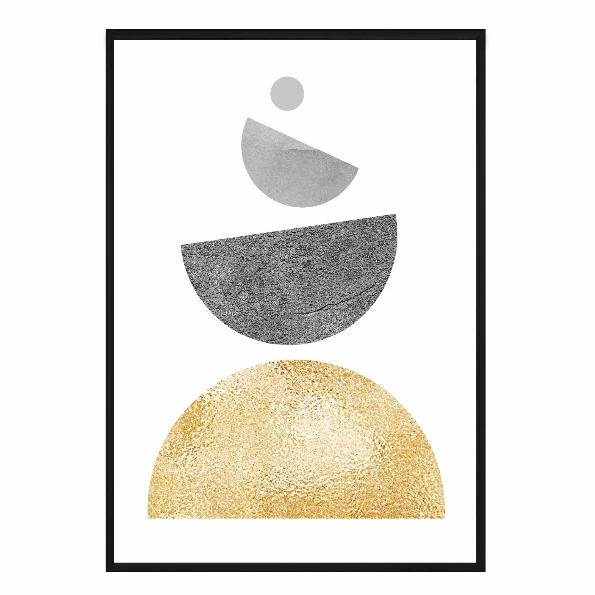 Geometric Abstract Grey and Gold No 3