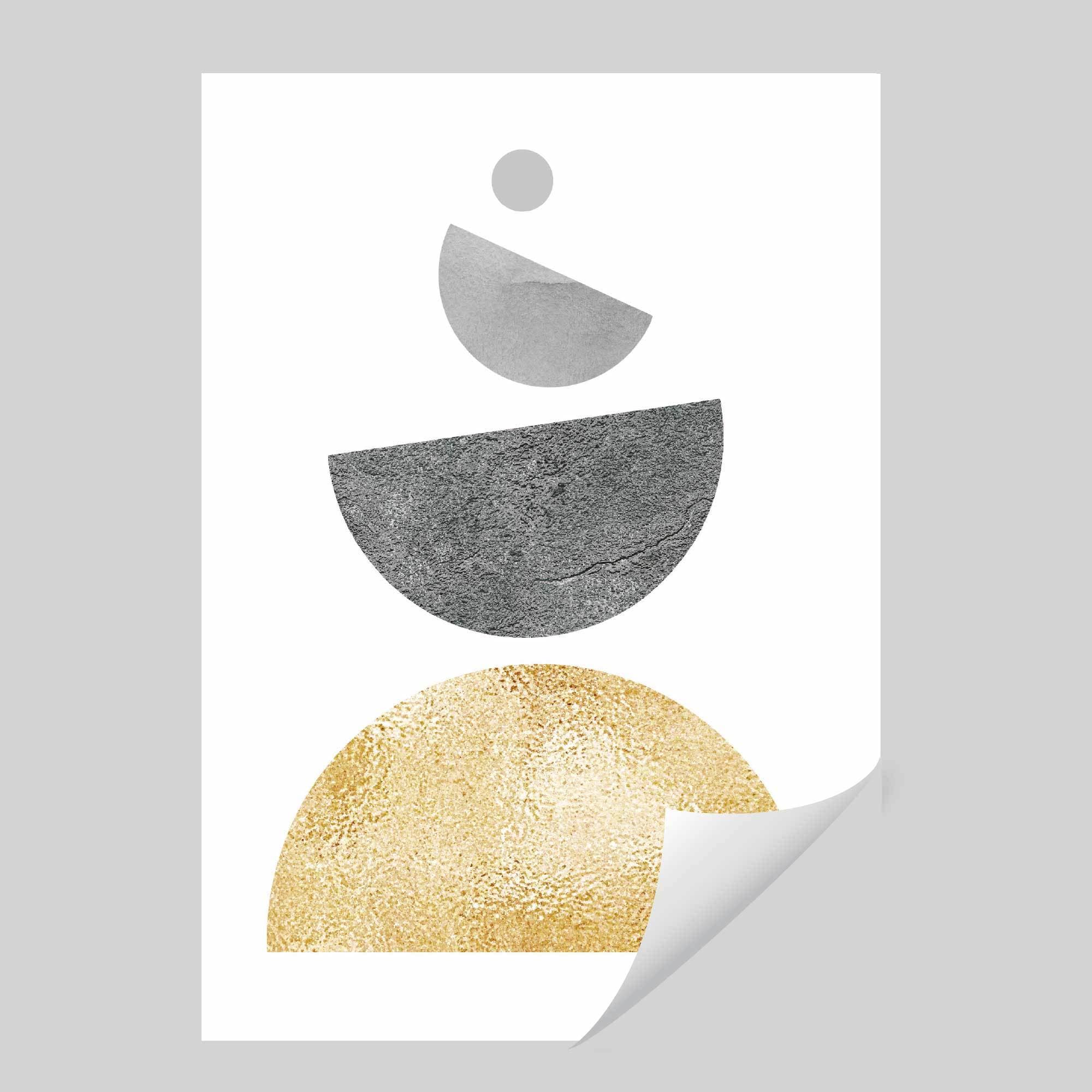 Geometric Abstract Grey and Gold No 3