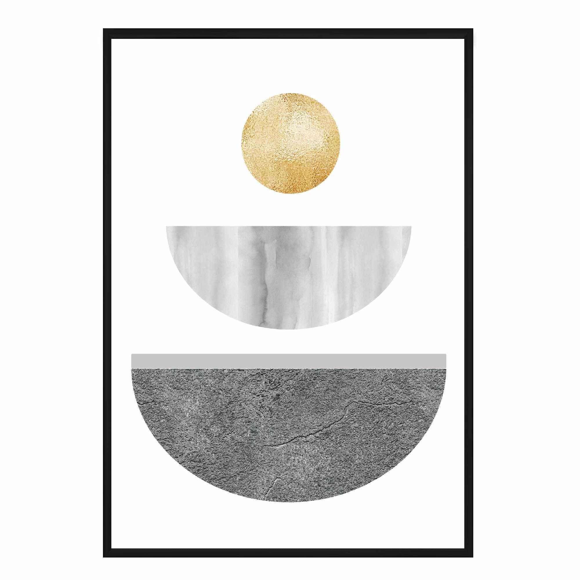 Geometric Abstract Grey's and Gold No 2