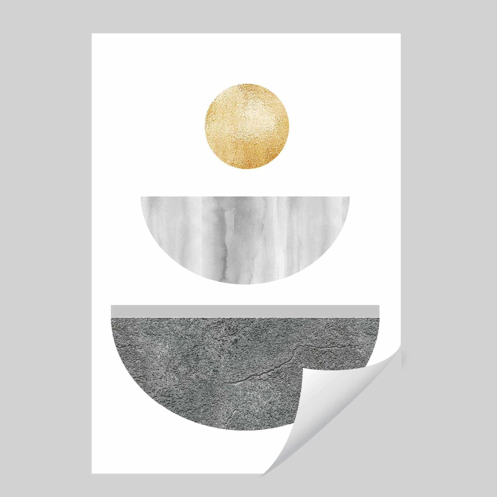 Geometric Abstract Grey's and Gold No 2