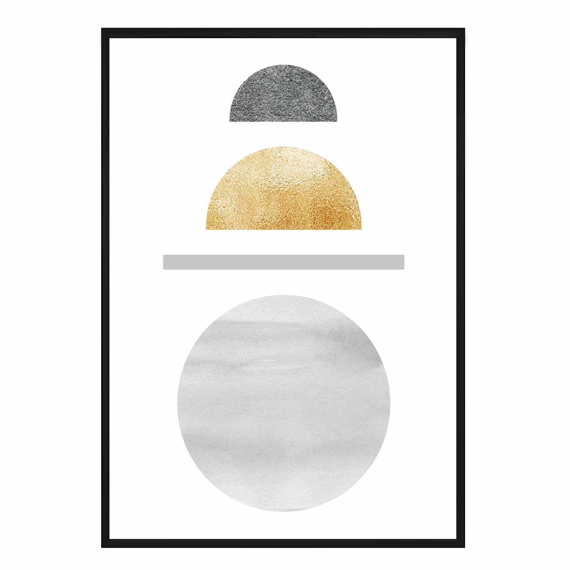 Geometric Abstract Grey's & Gold No1