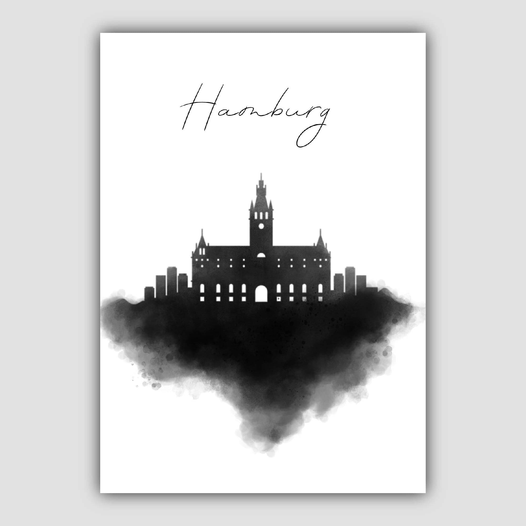 Hamburg Watercolour Skyline Cityscape Print