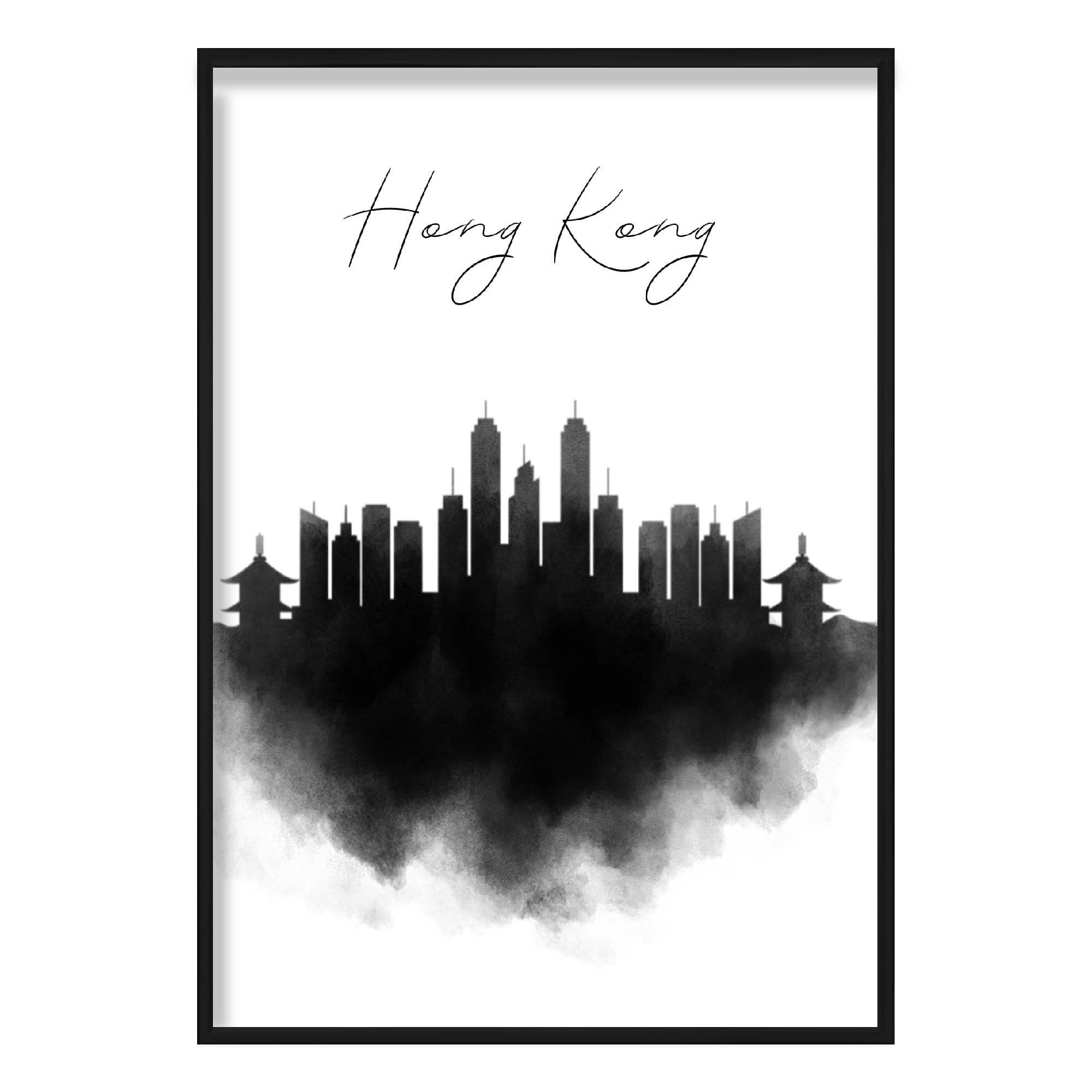 Hong Kong Watercolour Skyline Cityscape Print