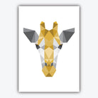 Set of 3 YELLOW & Grey Geometric Art Prints Giraffe and Tree Posters