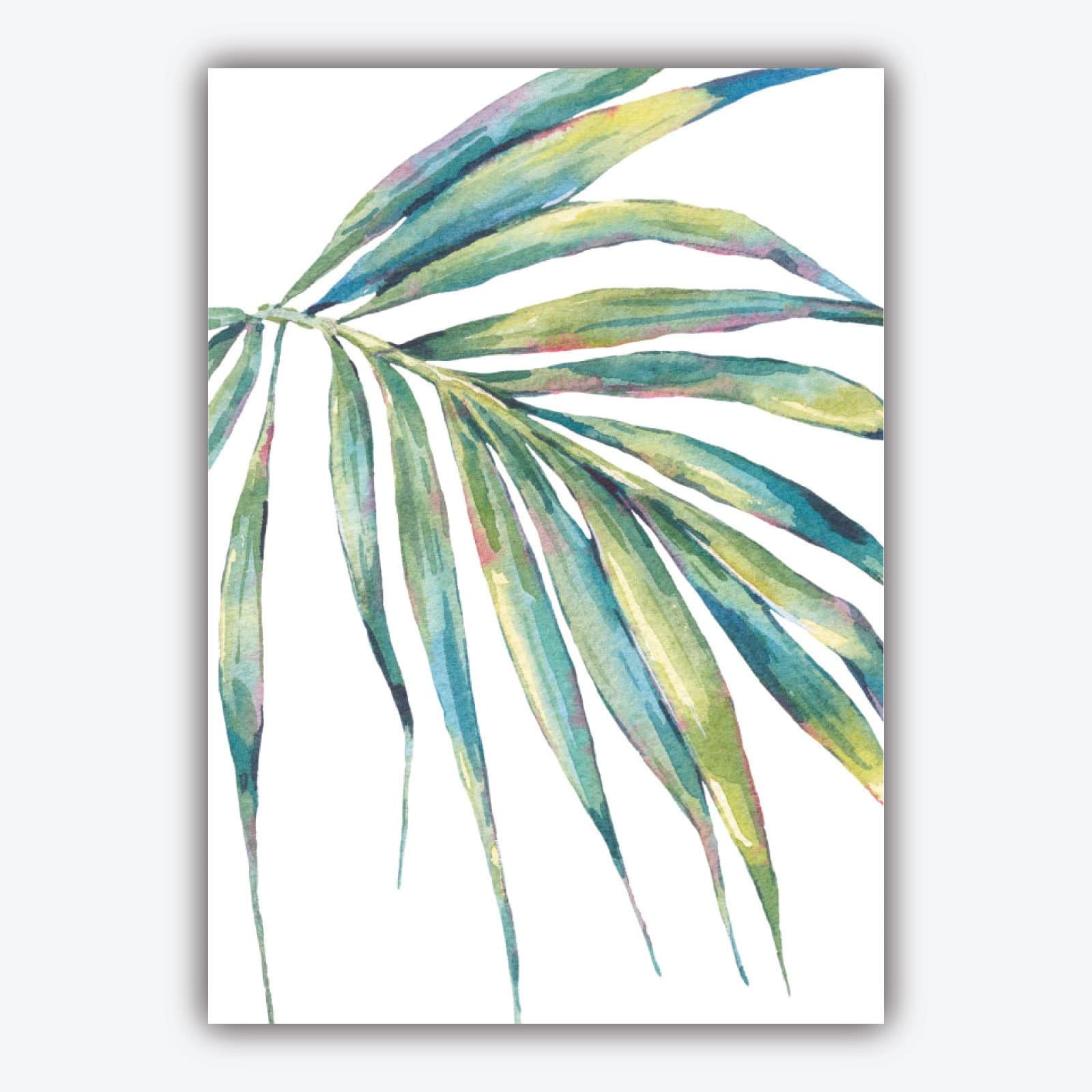 Set of 5 ORIGINAL Tropical Palm Leaf Leaves Watercolour Blue Green Gallery wall ART Prints Botanical